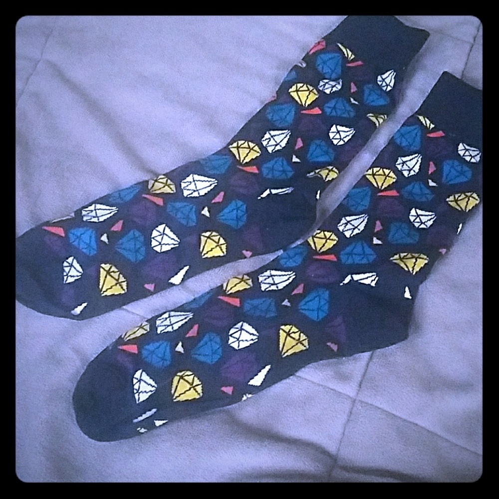 Men's diamond socks black tube